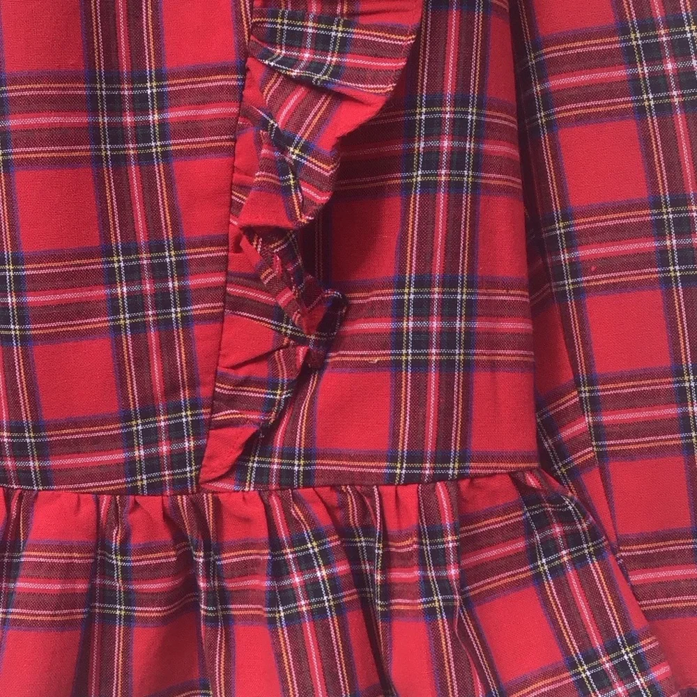 English Factory tartan ruffle blouse